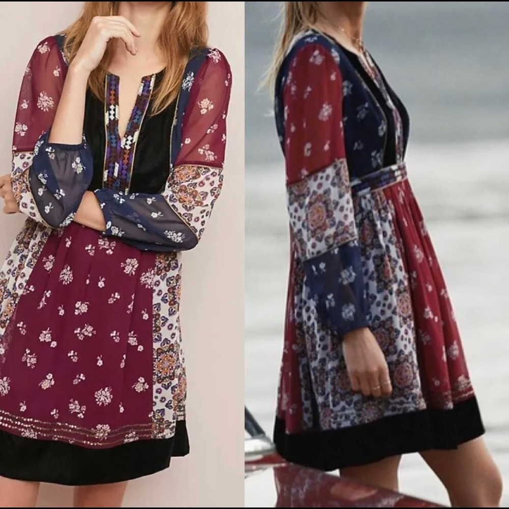 - Anthropologie NWT Maeve Quartier Patchwork Dress XS